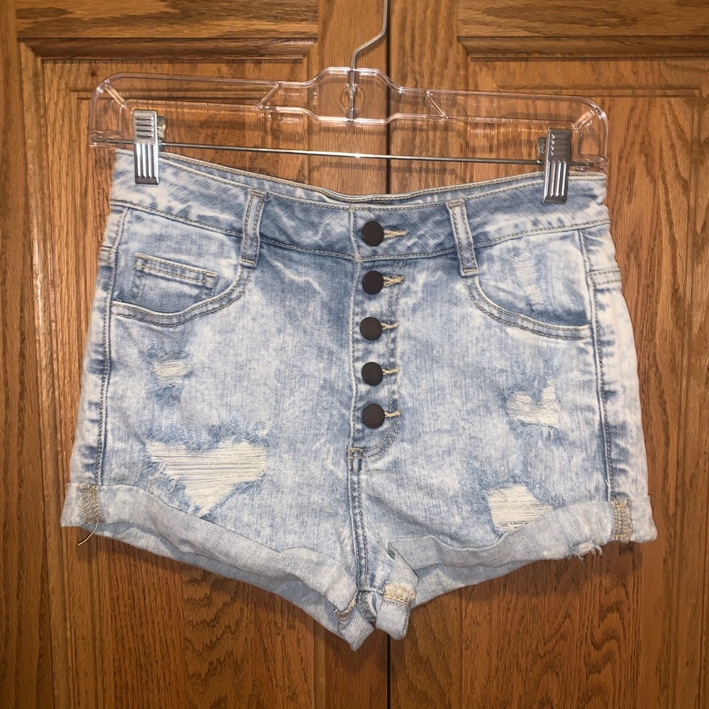 Hi-Rise Button Up Jean Shorts